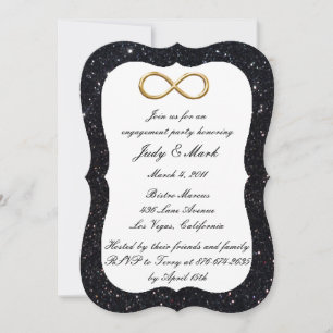 Schwarze Glitter Gold Infinity Verlobungsfeier Einladung