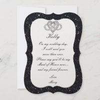 Schwarze Glitter-Infinity-Herz-Jungfernhochzeitska