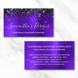 Schwarze Glitter-Violett-Folie Online-Shop Visitenkarte