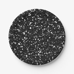 Schwarze Glitzer Glamour Custom Party Pappteller