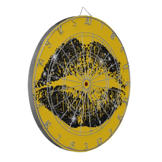 Schwarze Glitzer Lippen #2 Dartscheibe (Vorderseite Links)