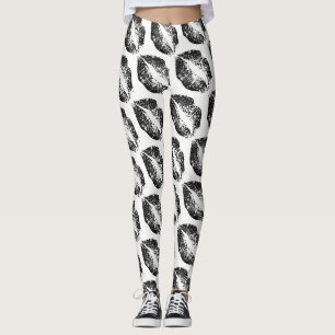 Schwarze Glitzer-Lippenmodernes Weiß Leggings