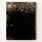 Schwarze Glitzer Monogramm Notizblock (Rückseite)