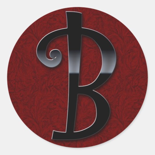 Schwarze Gloss Monogram - B Runder Aufkleber (Vorderseite)