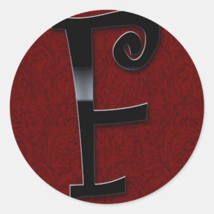 Schwarze Gloss Monogram - F Runder Aufkleber
