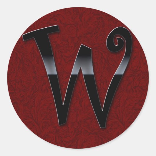 Schwarze Gloss Monogram - W Runder Aufkleber (Vorderseite)