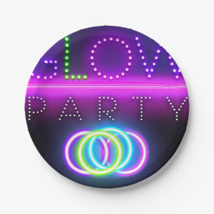 Schwarze Glow Party Neonlicht Geburtstagsfeier Pappteller