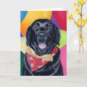 Schwarze glückliche Birthay Malerei Labradors Karte (Gelbe Blume)