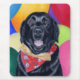 Schwarze glückliche Birthay Malerei Labradors Mousepad