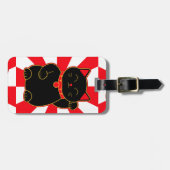 Schwarze glückliche Katze Gepäckanhänger (Vorderseite horizontal)