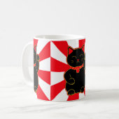 Schwarze glückliche Katze Kaffeetasse (Vorderseite Links)