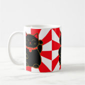 Schwarze glückliche Katze Kaffeetasse (Links)