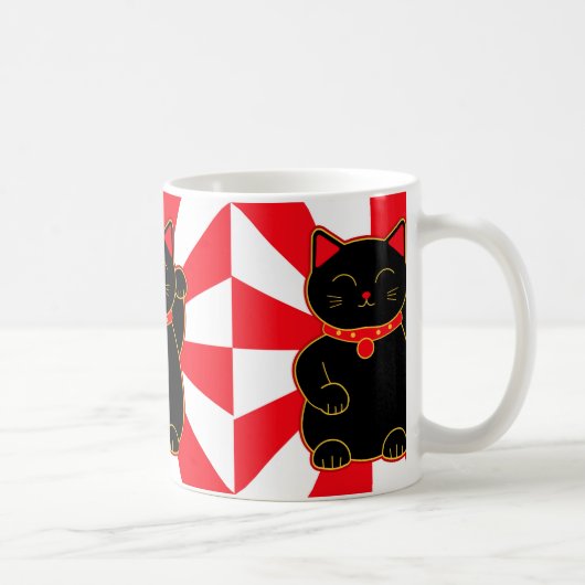 Schwarze glückliche Katze Kaffeetasse (Rechts)
