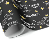 Schwarze Glückwunsch Grad benutzerdefinierte Jahr Geschenkpapier (Rolleneckpunkt)