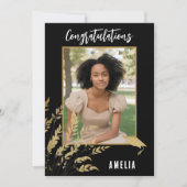 Schwarze Glückwünsche Gold Foliage Graduate Foto Karte (Vorderseite)