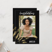 Schwarze Glückwünsche Gold Foliage Graduate Foto Karte (Vorderseite/Rückseite Beispiel)