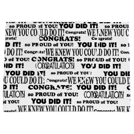 Schwarze Glückwünsche Text Pattern auf Weiß Große Geschenktüte