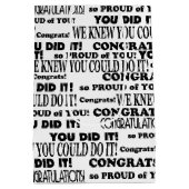 Schwarze Glückwünsche Text Pattern auf Weiß Mittlere Geschenktüte (Rückseite)