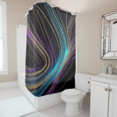 Schwarze glühende Linien Abstraktes Design Lila bl Duschvorhang (Beispiel)
