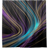 Schwarze glühende Linien Abstraktes Design Lila bl Duschvorhang (Vorderseite)