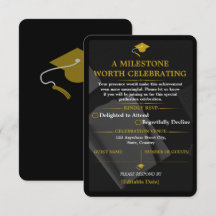 Schwarze Gold-Abschluss-RSVP-Antwortkarte