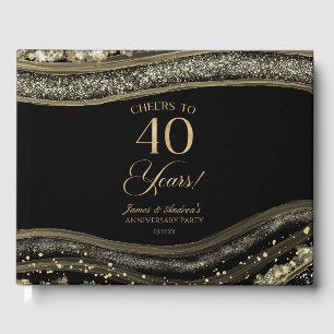 Schwarze Gold-Achat 40. Hochzeitstag-Party Gästebuch