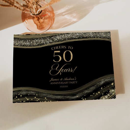 Schwarze Gold-Achat 50. Hochzeitstag-Party Gästebuch