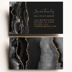 Schwarze Gold-Achat-Geoden-Immobilien Visitenkarte
