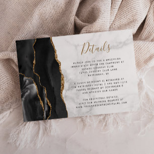 Schwarze Gold-Achat-Graue Marmor-Hochzeitsdetails Begleitkarte