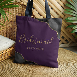 Schwarze Gold-Achat-Lila-Brautjungfer Tasche