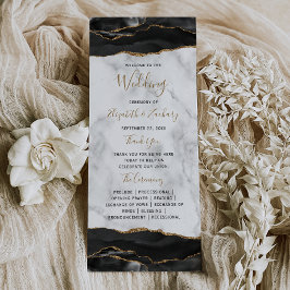Schwarze Gold-Achat-Marmor-Hochzeit Programm