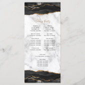 Schwarze Gold-Achat-Marmor-Hochzeit Programm (Rückseite)
