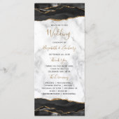 Schwarze Gold-Achat-Marmor-Hochzeit Programm (Vorderseite)