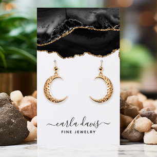 Schwarze Gold-Achat-Marmor-Ohrhänger-Schmuckdispla Visitenkarte