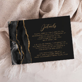 Schwarze Gold-Achat-Moderne-Schrift-Hochzeitsdetai Begleitkarte