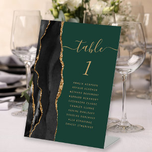 Schwarze Gold-Achat-Schrift Grüne Hochzeit Tischnu Sockelschild