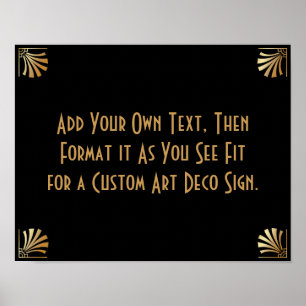 Schwarze Gold Art Deco Benutzerdefiniertes DIY-Hoc Poster