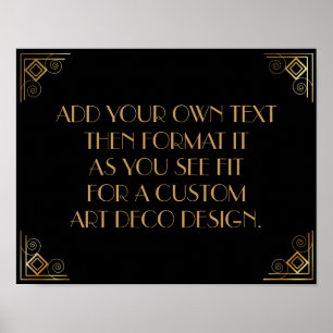 Schwarze Gold Art Deco Benutzerdefiniertes DIY-Hoc Poster