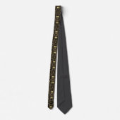 Schwarze Gold Art Deco Geometrische Monogramm Krawatte (Rückseite)