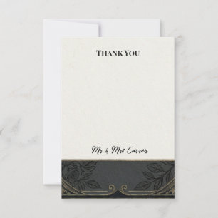 Schwarze Gold Art Deco Hochzeit Danke Karte
