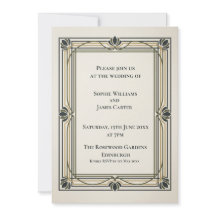Schwarze Gold Art Deco Hochzeitseinladung