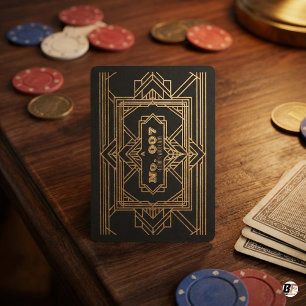 Schwarze Gold Art Deco Nr. 007 Vintage Spielkarten