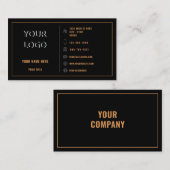 Schwarze Gold Berufliche Visitenkartenvorlage Visitenkarte (Vorne/Hinten)