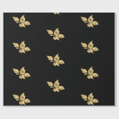 SCHWARZE GOLD BLÄTTER ELEGANTE GEBURTSTAG WEDING W GESCHENKPAPIER (Flach)