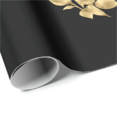 SCHWARZE GOLD BLÄTTER ELEGANTE GEBURTSTAG WEDING W GESCHENKPAPIER (Rolleneckpunkt)