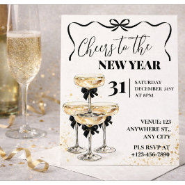 Schwarze Gold Champagner feiert Silvesterparty Einladung