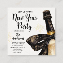 Schwarze Gold Champagner Silvesterparty Quadratische Visitenkarte