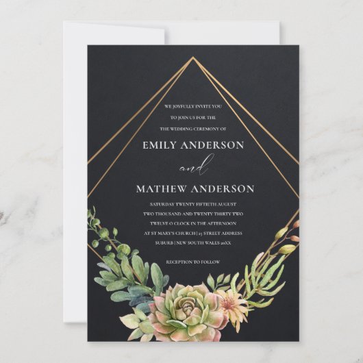 SCHWARZE GOLD DESERT ERFOLGREICHE CACTI FOLIAGE WE EINLADUNG (Vorderseite)