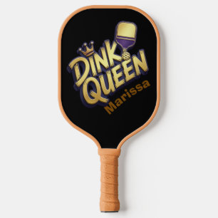 Schwarze Gold-Dink-Königin Personalisierter Name Pickleball Schläger