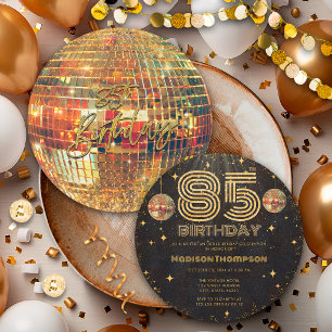 Schwarze Gold-Diskokugel Golden Geburtstag 85. Par Einladung